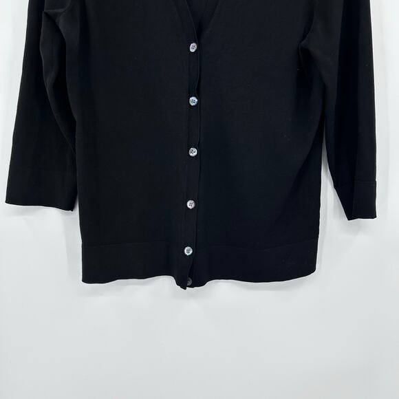 Ann Taylor Silk Blend Cardigan Sweater Black Classic Staples Womens Size Large - Picture 5 of 11